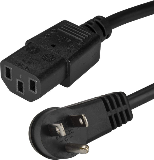 .Com 6Ft (2M) Computer Power Cord, Right Angle NEMA 5-15P to C13, 10A 125V, 18AWG, Replacement AC Power Cord, PC Power Supply Cable, Printer / Monitor Power Cord - UL Listed (PXTR1016)